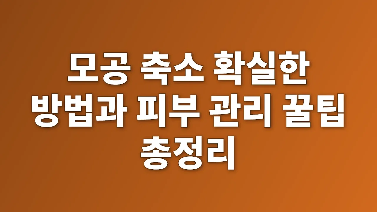 모공 축소 확실한 방법과 피부 관리 꿀팁 총정리